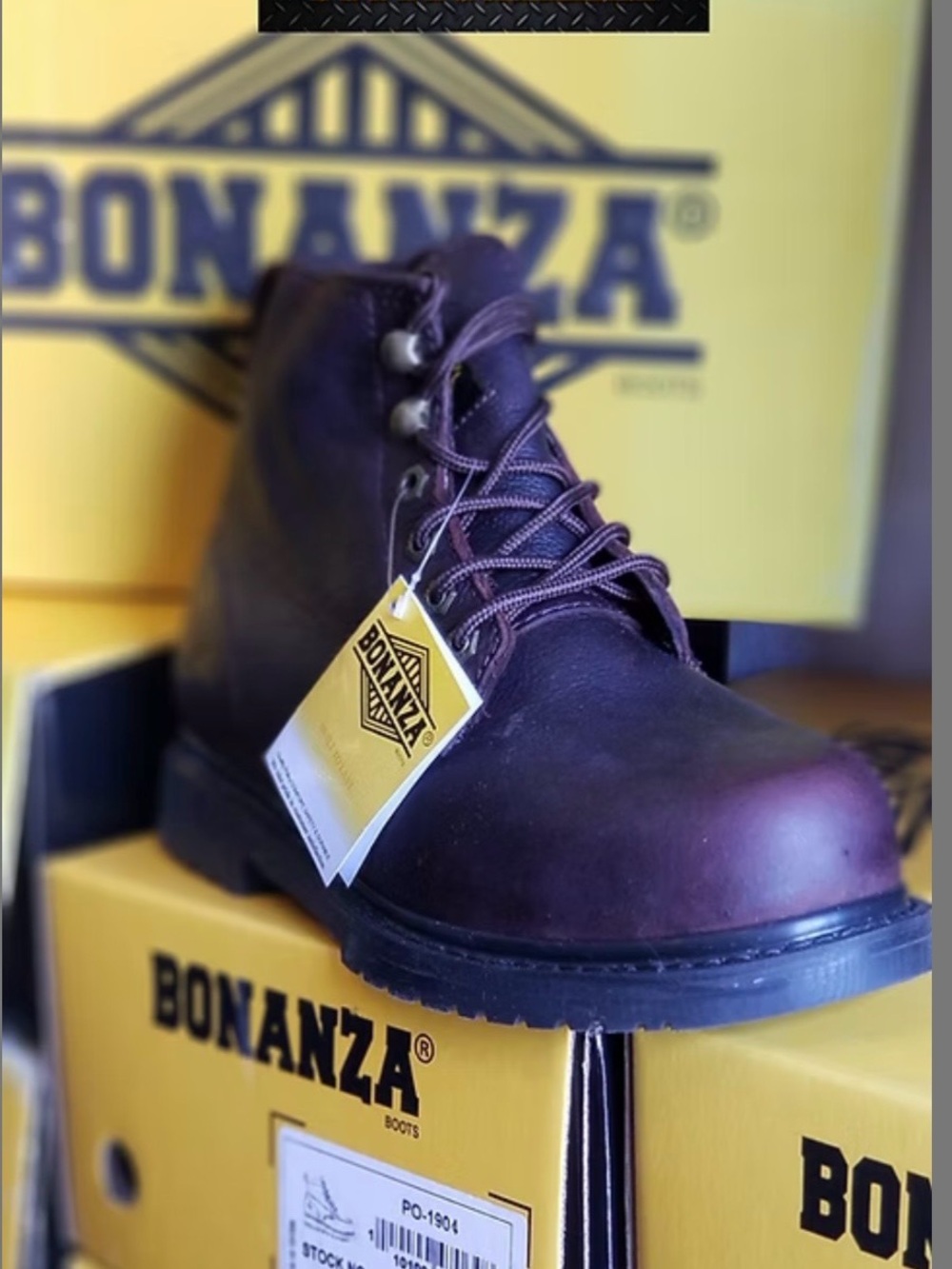 NEW Bonanza Men's Dark Brown Steel Toe Lace-Up Work Boots
